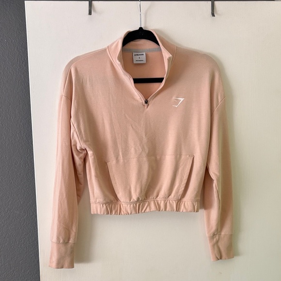 Gymshark Tops - Gymshark Peach Quarter-Zip Sweatshirt